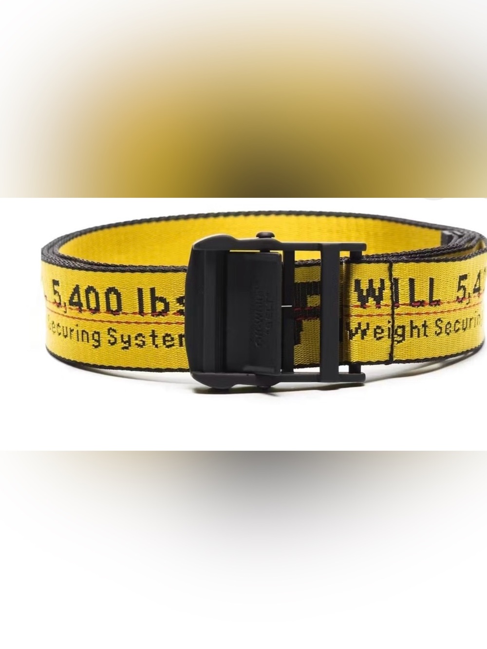 Off-White Yellow Industrial Webbing Belt with Black Buckle